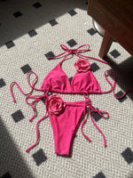 DEKA Pink 3D Flower Bandeau Bikinis Sets 2026 Sexy Swimsuit Women String Micro thong Swimwear Bathing Suit Beach Wear Bikini