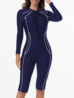 2026 Zipper Slim One Piece Swimsuit Women Long Sleeve & Knee Swimwear Female Bather Bathing Swimming Swim Surf Suit Beachwear