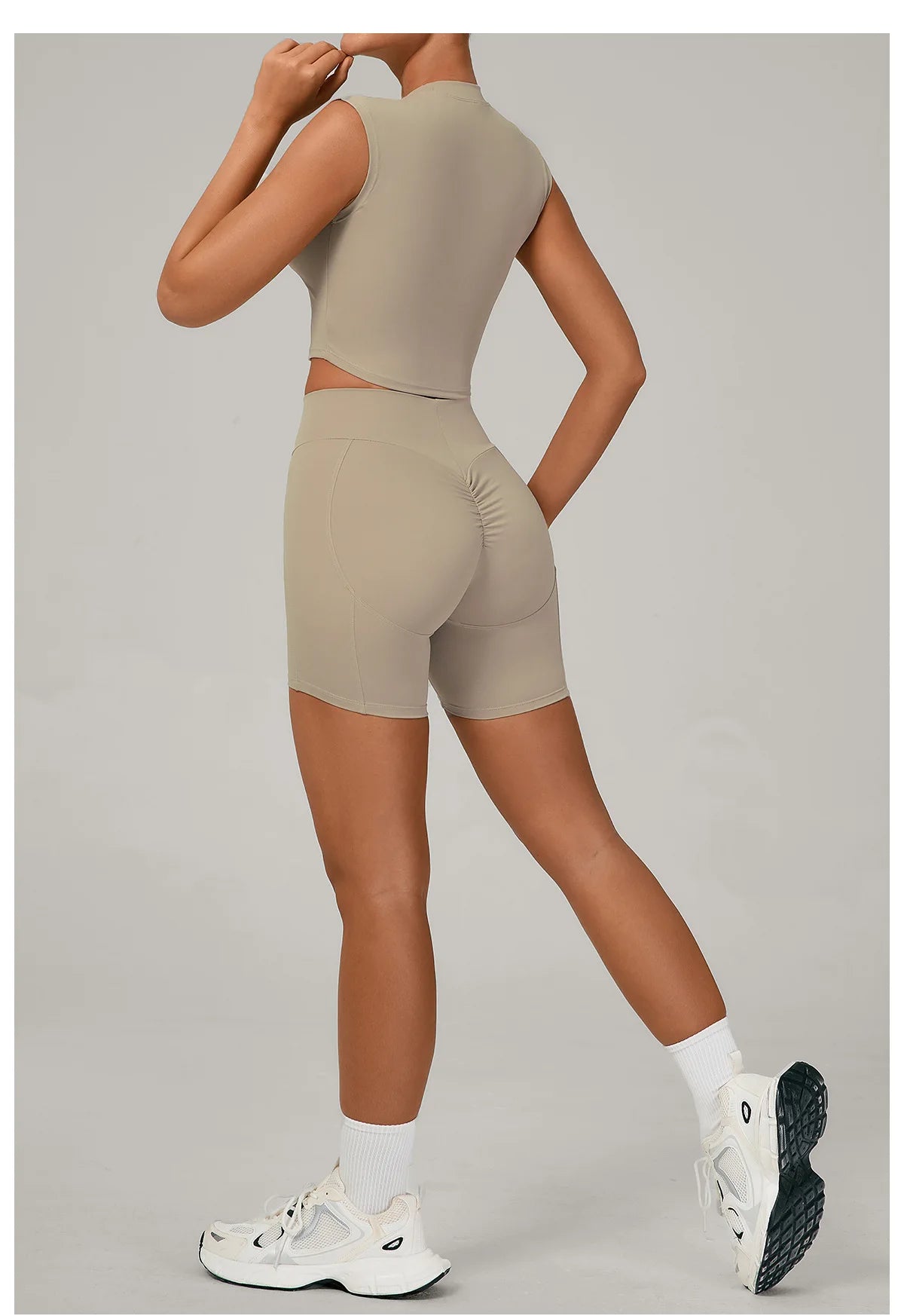 Naked Yoga Sets Women Quick Drying Slim Sports Shirt Fitness Suit Outdoors Sport High Waist Shorts Tight Running Workout Clothes