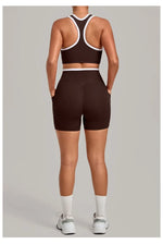 Women's Seamless Yoga Sets Sports Fitness High Waist Hip-lifting Shorts Back Beauty Sleeveless Suits Gym Training Workout Sets