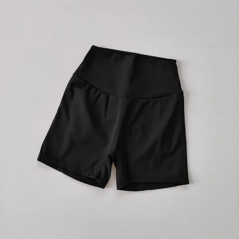 Nude High-Waisted Women's Yoga Fitness Shorts with Pockets Peach Hip Sports Fitness Running Training Gym Active Leggings