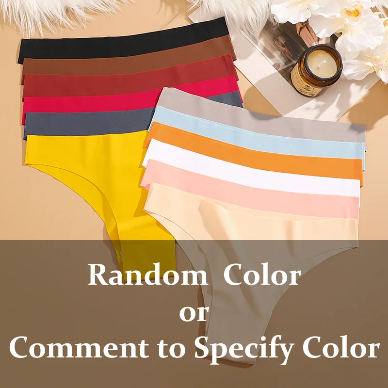 3PCS Seamless Panties Ultra-thin Brazilian Maillard panties Women Ice Silk Underwear Sexy Panty Low Waist G-string Female Solid