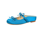 BIGTREE Satin Bow With One Strap With Shallow Mouth Half-Tugging Women's Hollow Inner Heightened Round-Head Sandals Comfortable