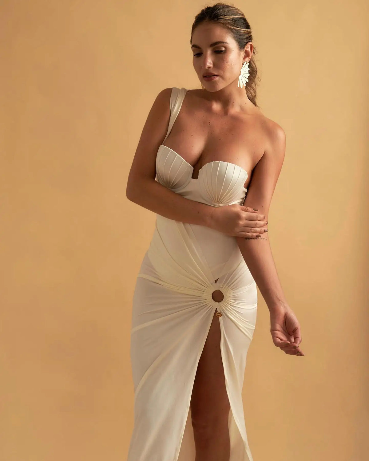 Sexy Shell Bikini Set With Skirt Women Two-Pieces Swimsuit 2024 New High Fork Skirt Set Biquini Swimwear For Girl Clothing