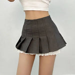 Summer New Leisure Lace Splicing Short Skirt Women Pure Desire Spicy Girl High Waist Hundred Fold A-line Half Length Skirt 7V01