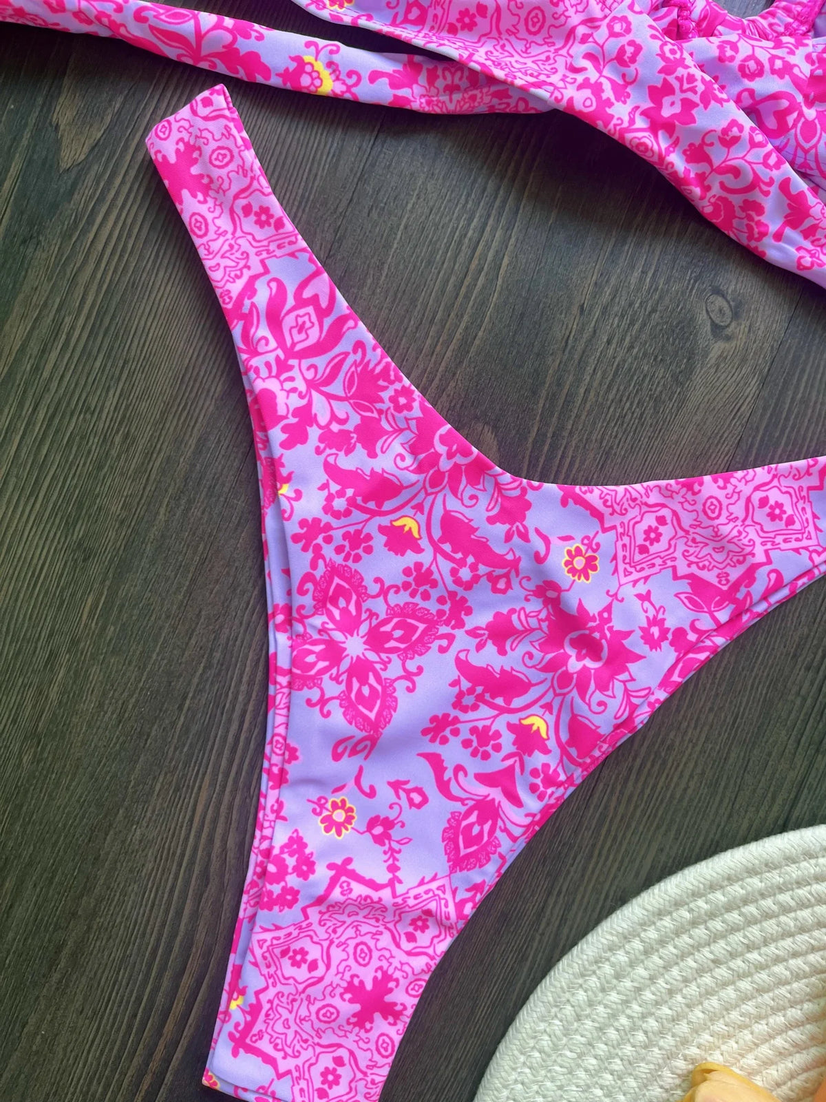 Sexy Colorful Floral Printed Bandeau Bikini Female Swimsuit Women Swimwear Two-pieces Bikini set Bather Bathing Suit Swim
