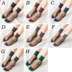 Summer Mesh Hosiery Sock Fashion Lace Short Socks Japanese Style Crystal Glass Socks for Women Sexy Middle Tube Socks
