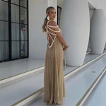 Summer Sleeveless Party Dress, Women Loungewear O-Neck Hollow Out Party Dress, Solid Color Patchwork Beach Style Ladies Dress