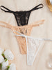 3-Pack Sexy Lace Women's Panties Adjustable Waistband Semi-Transparent Sexy Floral Lace Women's Sexy Lingerie Underwear