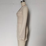 Long Sleeve Hollow Out Crochet Knitted Tunic Beach Dress Beach Wear Beachwear Beach Cover Up Cover-upsFemale Women V6552