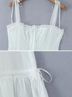 Summer Womens White Dresses Spaghetti Strap New in Long Dress 2025 Beach Casual Midi Party Vestidos Single Breasted Lace Dress
