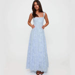 French Style Square-neck Strapless Long Dress With A Large Hem Designed With Cut-out Details Slim Fit Waist-cinching Casual 515K