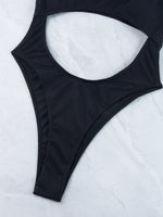 Sexy Hollow Out Thong Bikini 2026 Women Black Red Ribbed Backless Tummy Cut Out One Piece Swimsuit Beach Bathing Suit Swimwear