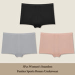 3Pcs Women's Seamless Panties Sports Boxer Underwear Female Solid Color Comfortable Briefs Cozy Lingerie Intimate Underpant S-XL