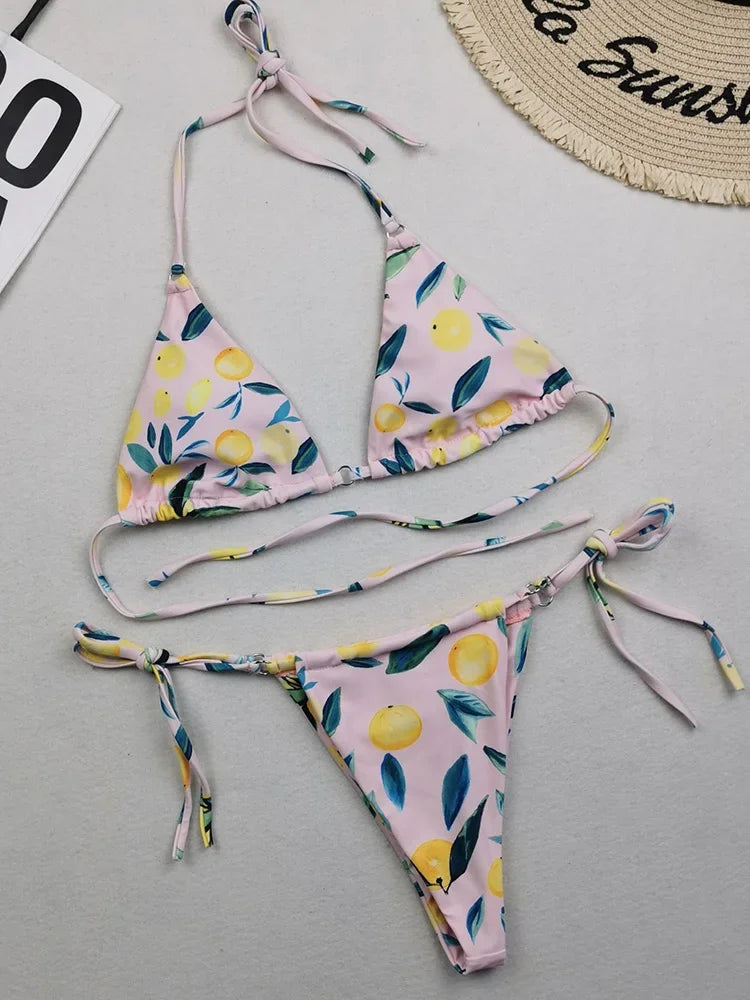2025 Polka Dot Mini Micro String Bikini Women Swimsuit Female Bikinis Brazilian Swimwear Two Pieces Bikini Set Bathing Suit Swim