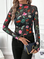European and American style sexy leopard print mesh earrings tights T-shirt tops women's inner tops