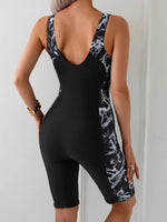 2025 New Women's Sports Monokini Swimwear Sexy Tie-dye Print Patchwork One Piece Swimsuit Beach Vacation Competitive Swimsuit