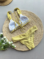 2025 New Bikini European and American Sexy Bikini Solid Color Split Women's Swimsuit Girls Swimwear Leopard Print Bikini Set