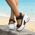 Women's Shoes 2026 Fashion Sandals Summer Women's Thick-soled High-heeled Sandals Open Toe Comfortable Simple Beach Shoes