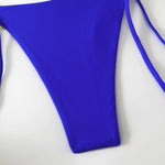 Sexy Metal Heart Ornament Bikini Set 2026 Women Blue Pink Halter Push Up Bra Thong Swimsuit Beach Bathing Suit Vacation Swimwear