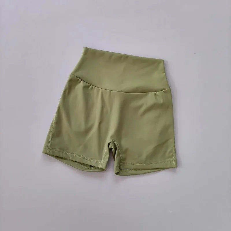 Nude High-Waisted Women's Yoga Fitness Shorts with Pockets Peach Hip Sports Fitness Running Training Gym Active Leggings
