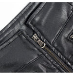 Women's Zipper Pu Leather Shorts High Waist Stretch Slim Lift Hip Motorcycle Shorts Summer Sexy Bodycon Black Leather Shorts