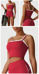 Women's Seamless Yoga Vest - Fake Two-Piece with Backless Removable Padded Sports Bra Stretchy Running Fitness Tank Top