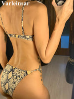 Snake Skin Underwired Bikini Female Swimsuit Two-Pieces Bikini Set High Leg Cut Women Swimwear Bather Bathing Suit Swim V1599