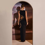 Snake Print Cut Out Slim Long Dress Women Fashion Sexy Package Hip Bodycon Slit Sleeveless Dresses Club Party Vestidos 2025 New