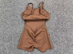 Yoga Jumpsuit Seamless Sports Jumpsuit Set Woman Gym Short Sets Backless Fitness Suit Elastic Workout Clothes for Women Bodysuit