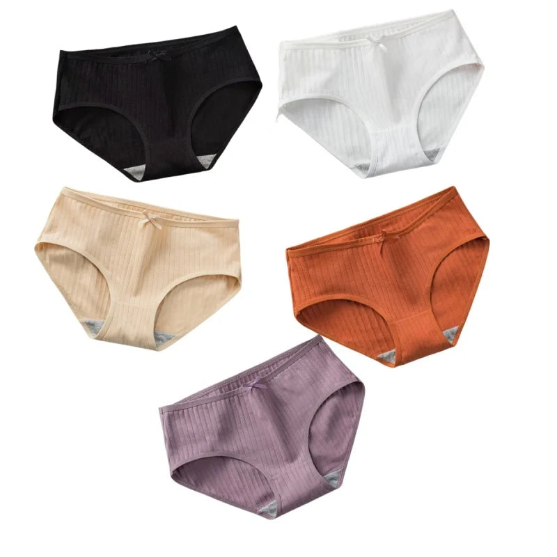 5Pcs/Set Cotton Briefs Women Panties Sexy Lingerie Women's Underpants Low Waist Panty Comfy Breathable Seamless Underwear