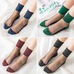Summer Mesh Hosiery Sock Fashion Lace Short Socks Japanese Style Crystal Glass Socks for Women Sexy Middle Tube Socks