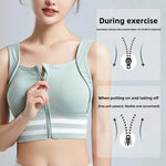 Zipper Front Closure Sports Bra Fitness Crop Tops with Built in Bra Gym Yoga Workout Padded Tank Top Athletic Vest Plus Size