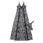 Leopard Print Mesh Lace Nightgown for Women Wild Animal Sleepwear See Through Deep V Long Split Open Back Sexy Lingerie Dress