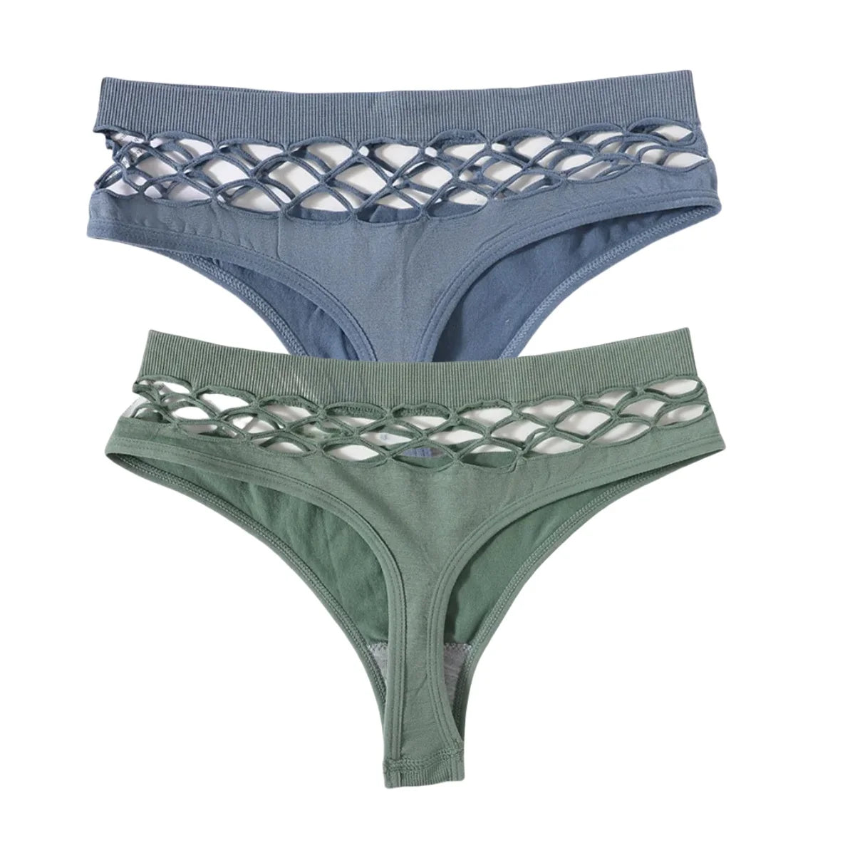 2Pcs/Set Seamless Thongs Panties Women High Rise Underwear Sexy Lingerie Bottoms Female Underpants Hollow G-String Pantys M-L