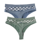 2Pcs/Set Seamless Thongs Panties Women High Rise Underwear Sexy Lingerie Bottoms Female Underpants Hollow G-String Pantys M-L