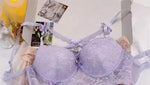 MOYISU Kawaii Heart Bra Set, Purple Lace Lingerie Sexy Pure Design, Push Up Bralette Sml Boobs Fashion Outerwear Statement Piece