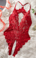 Women Sexy Lace Teddy Lingerie Deep V Mesh Sheer Bodysuit Backless Crotchless One Piece Babydoll Nightwear