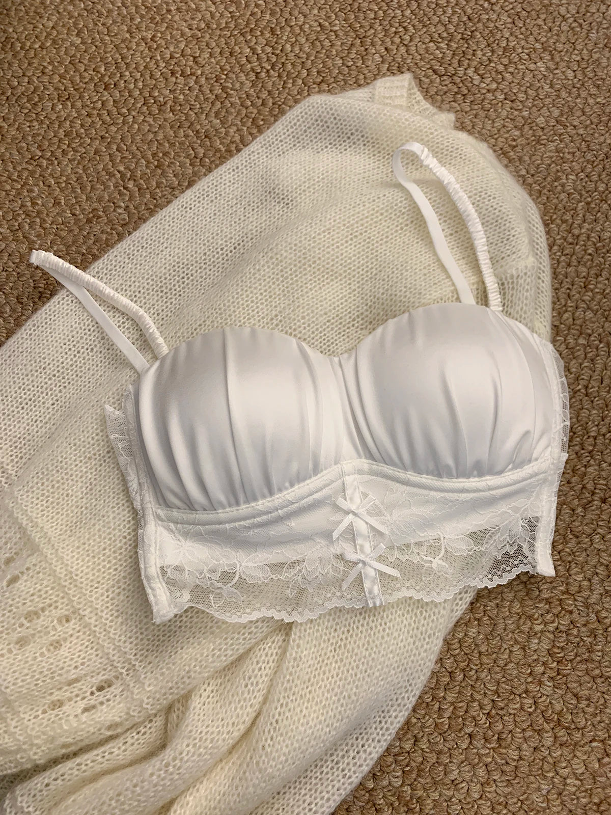 Elegant Luxury Lace Satin Bra for Petite Small Bust Women Sexy Gathered Back Design Push Up Comfort Soft Intimate Lingerie