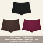 3PCS Women'sCotton Seamless Panties Sports Boxers Underwear Female Solid Color Briefs Cozy Lingerie Intimate Underpants XS-XL