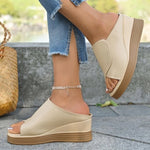 Slippers Women Summer Slides On A Wedge Shoes Heeled Mules Platform Fashion Pantofle High Luxury 2026 Slippers Women Summer On A