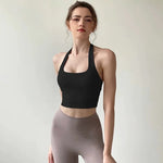 Women's Yoga Sports Bra Sexy Neckband Chest Cushion Beautiful Back Fashionable Pleat Gathering Sports Bra for Fitness