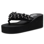 Big Size 42 Fashion Flip Flops For Women Summer Wedges Shoes EVA Sole String Bead Female Indoor Beach Slippers Slip-on Sandals