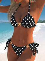 New Coffee Leopard Print Bikini Set Women Starfish Push Up Bra Bandage Thong Swimsuit 2026 Summer Bathing Suit Holiday Swimwear