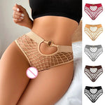 New Style Mesh Sexy Women's Panties Solid Color Mid High Waist Fishnet Lingerie Ladies Hollow Out Transparent Elasticity Briefs