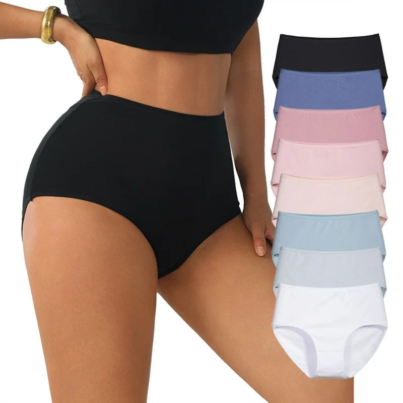 3Pcs/Set Cotton Panties Women Sexy Lingerie Plus Size Women's High Waist Briefs Solid Color Panty Breathable Underpants XS-2XL
