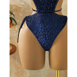 XS - L Deep V Neck Leopard Halter Women Swimwear Cut Out Wrap Around Bather Bathing Suit Swim One Piece Swimsuit Female K8077