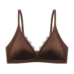 Glossy Satin Seamless Underwear Everyday BraWomen's Deep V-neck Thin Shoulder Strap Thin Bra for Women Bralette