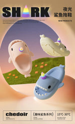 Cute Shark Slippers for Women & Men Summer Platform Night Glow-in-the-Dark Indoor Beach Slides Home Street Wear DIY Accessory