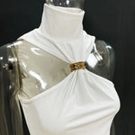 Trendix Fashion Metal Ring Tank Top Women 2025 Summer Y2k Solid Sleeveless Patchwork Tops Ladies Vacation Slim Party Elegant Top
